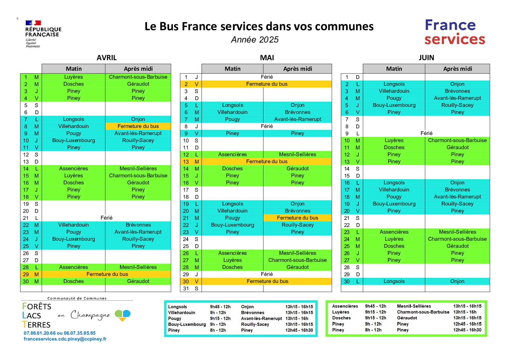 planning BFS 2ème trim 2025